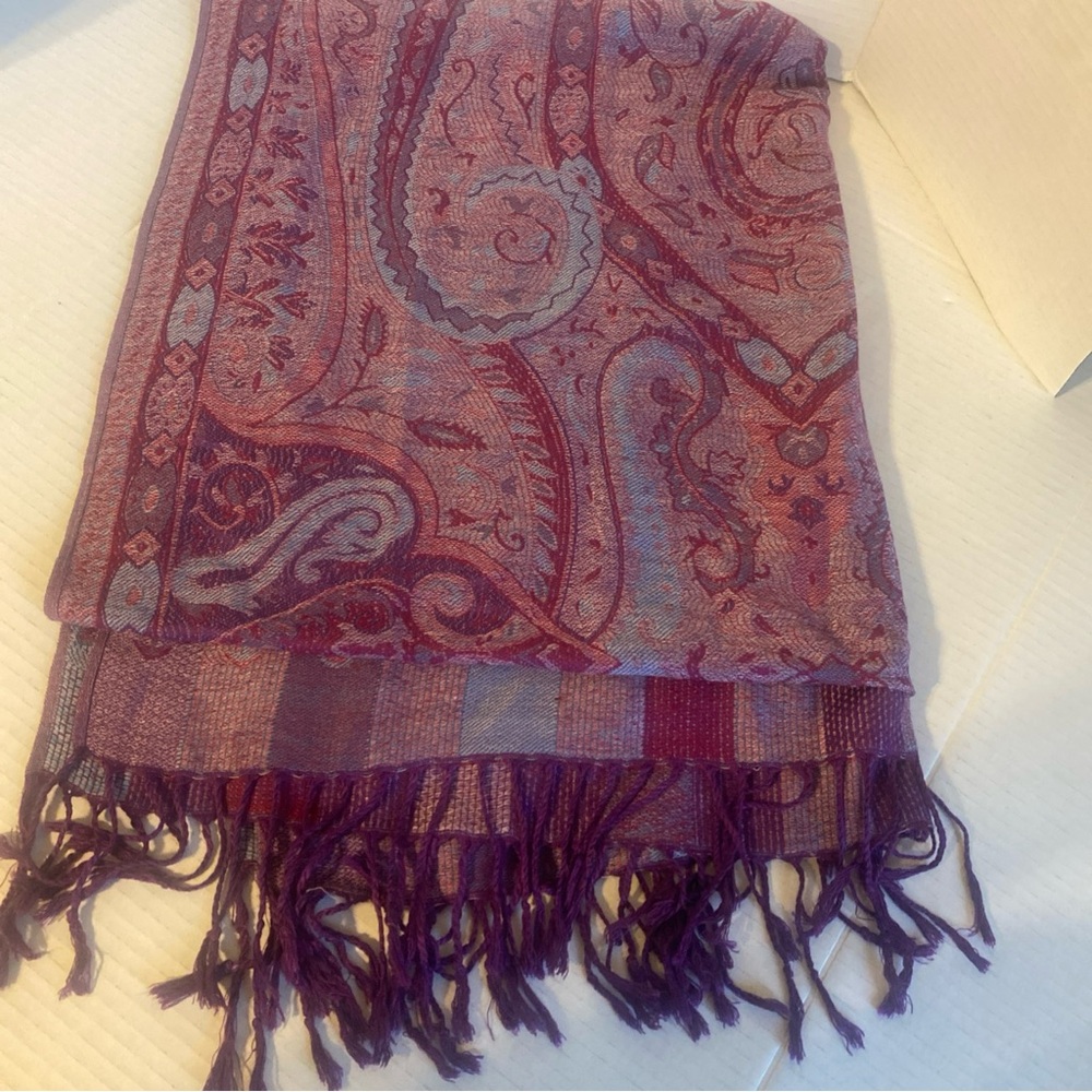 Elegant Paisley Scarf in Purple and Red